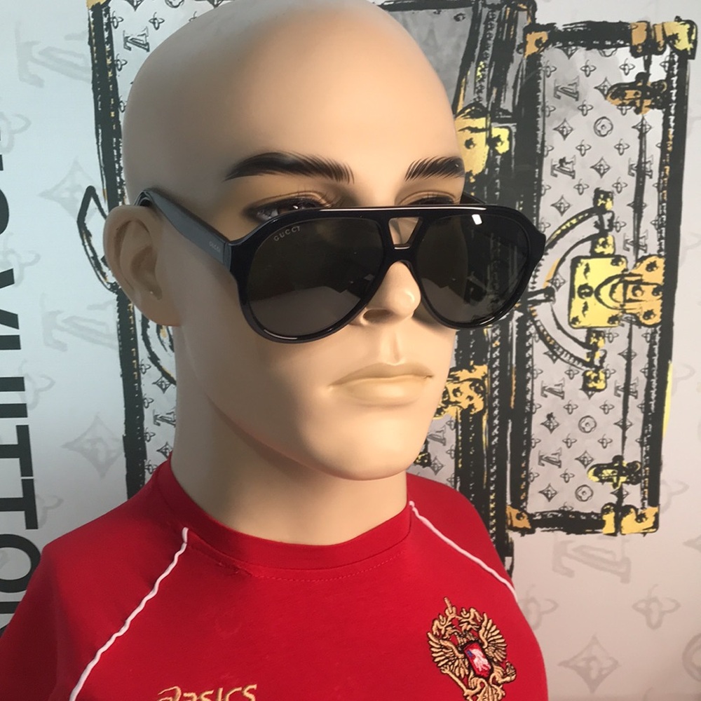 New Authentic Black Aviator Sunglasses GG0159SN 001